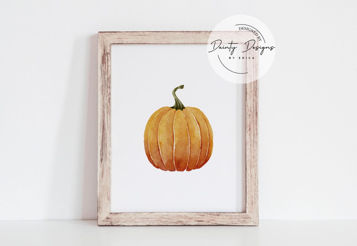 Orange Watercolor Pumpkin Autumn Fall Harvest Kitchen Art Poster - Image 4