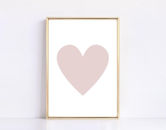 Blush Pink Heart Minimalist Nursery Love Valentine Decor Poster