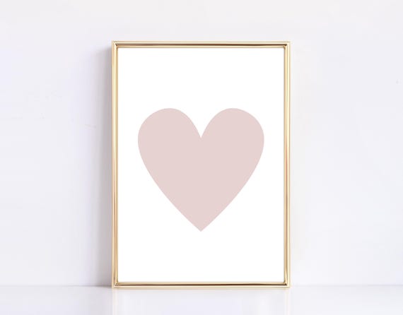 Neutral Heart Print Heart Print Nude Heart Valentines Day Decor Valentines Day Wall Art Heart Poster Neutral Heart