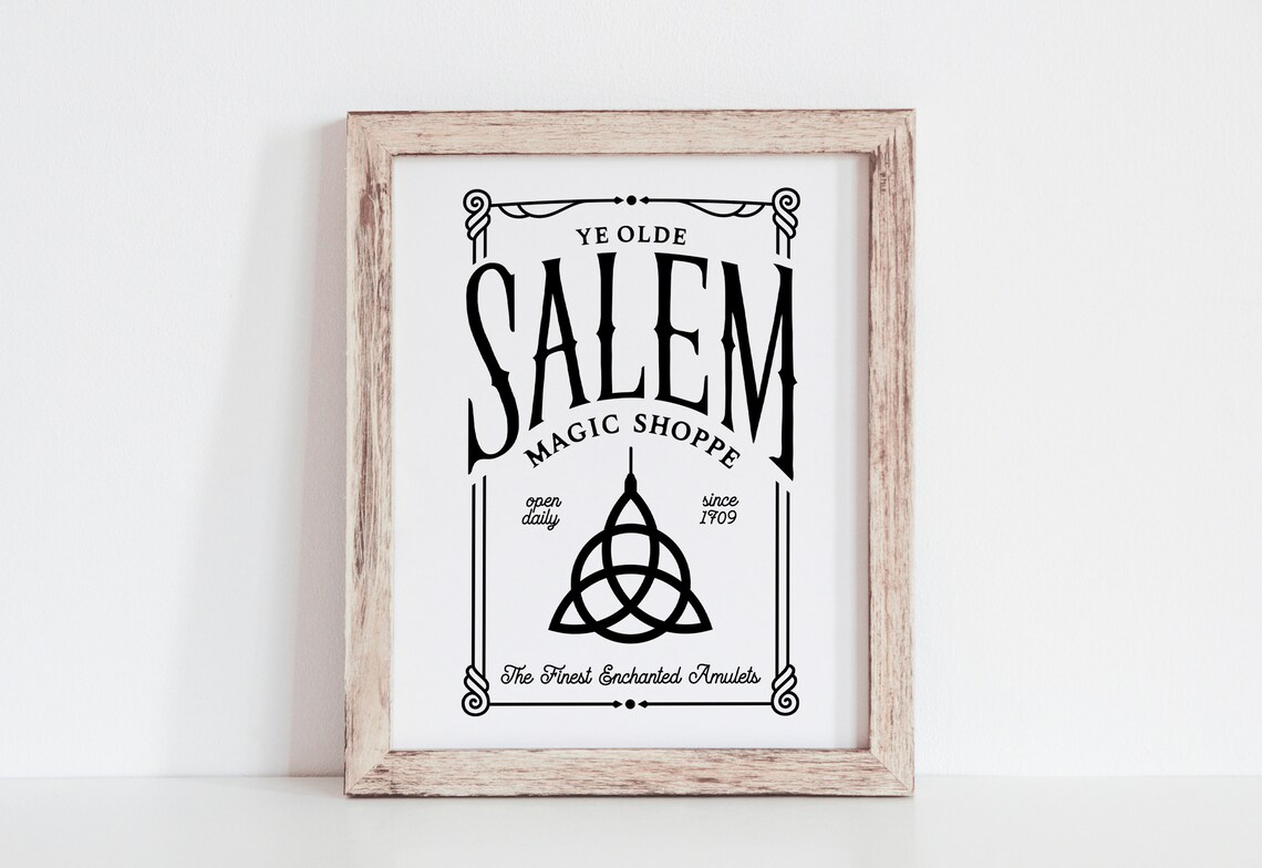 Ye Olde Salem Magic Shoppe Enchanted Amulet Witchy Decor Poster - Image 3