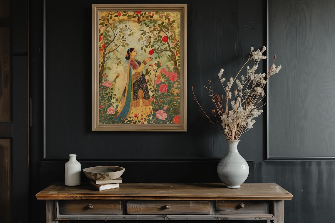 Lady In The Garden, Mughal-Inspired Art Print - Image 2
