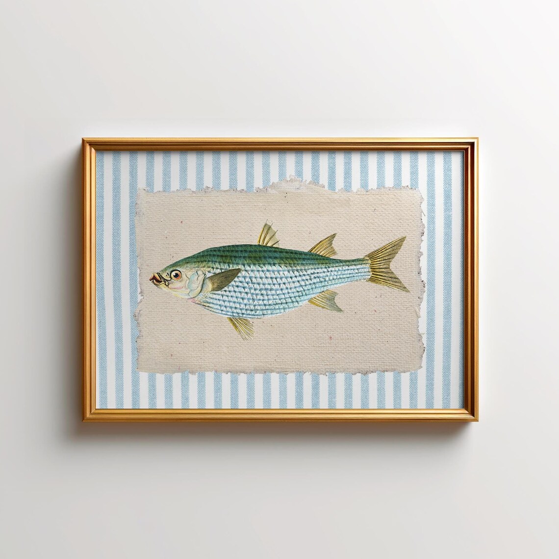 Penelope Striped Blue Mullet Fish Art Print