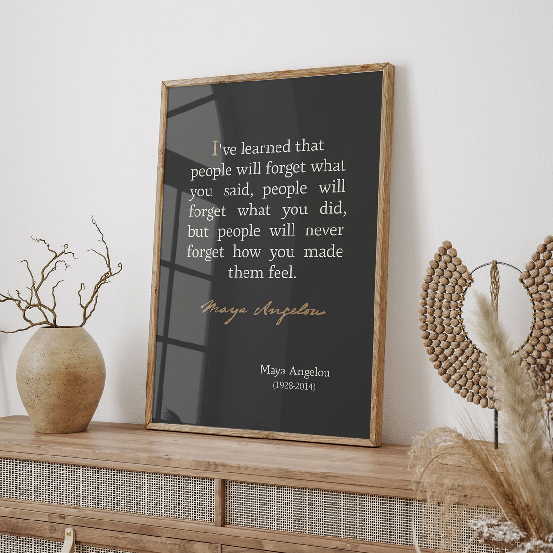Maya Angelou Feelings Quote Black Gold Dramatic Typography Poster - Image 5