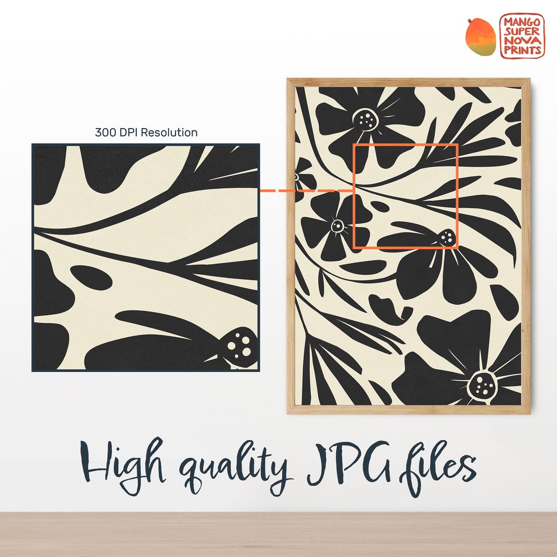 Bold Black Botanical Black Flowers On Cream Floral Wall Poster - Image 3