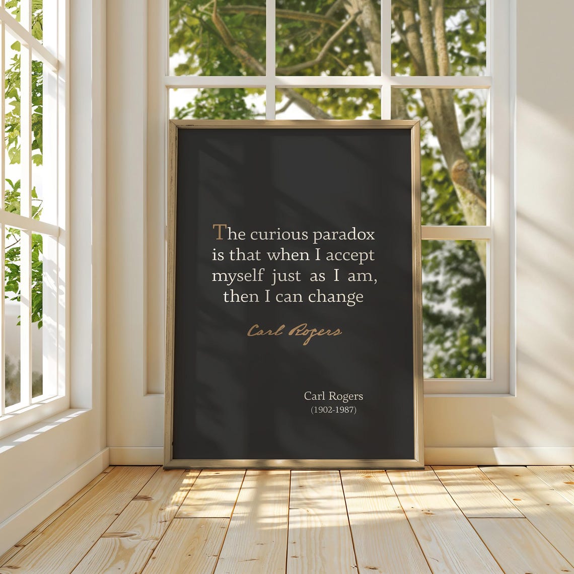 Carl Rogers Curious Paradox Self Acceptance Inspirational Quote Poster - Image 3
