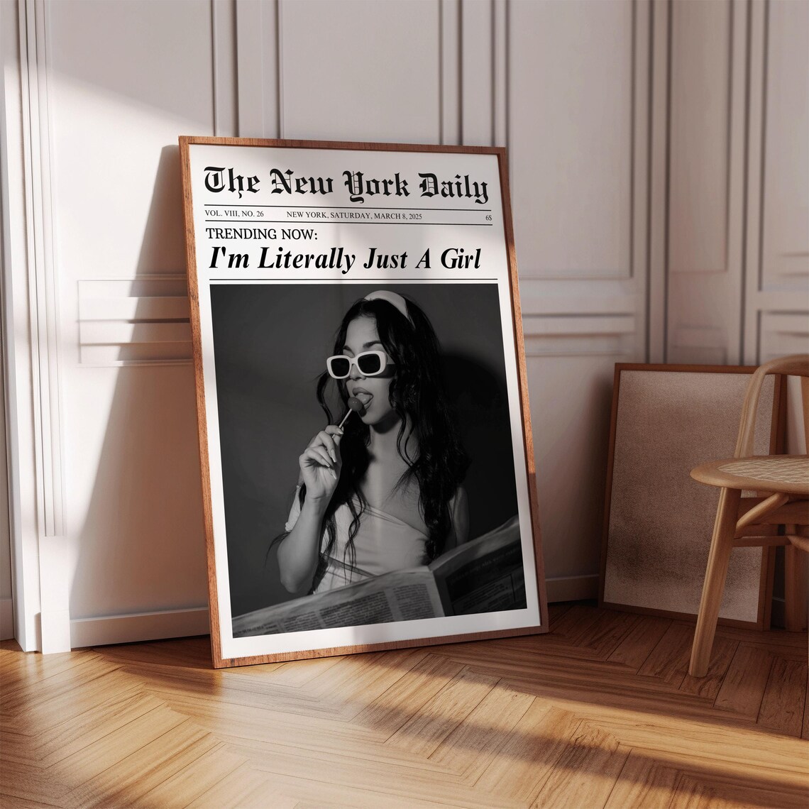 Im Literally Just A Girl Newspaper Vintage Fashion Funny Poster - Image 6