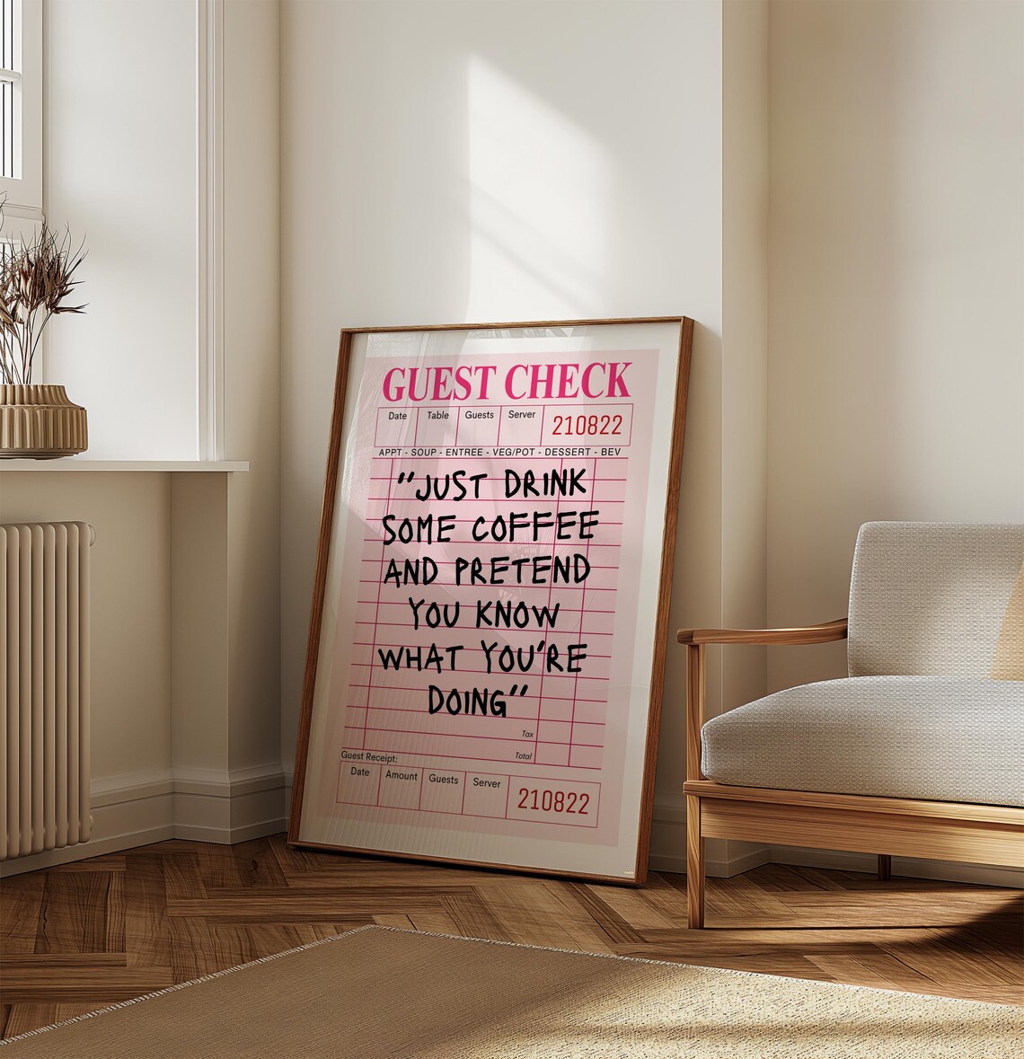 Trendy Guest Check Coffee Bar Cart Decor Art Print - Image 6