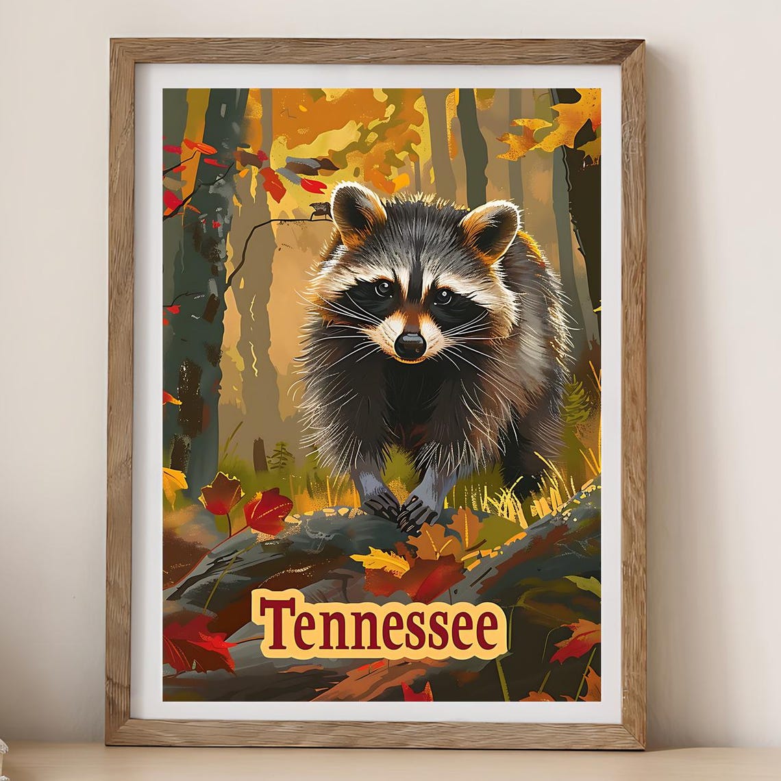 Tennessee Raccoon Vintage Travel Poster
