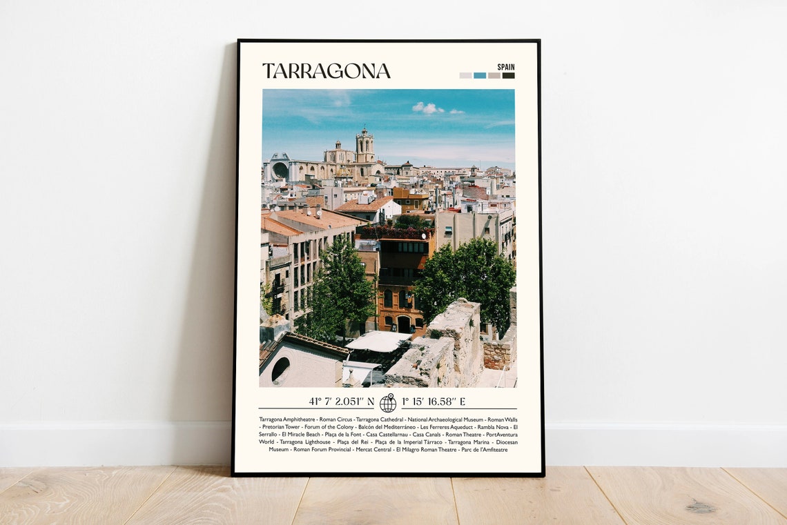 Tarragona Spain Roman Old Town Cathedral Photo Travel Poster