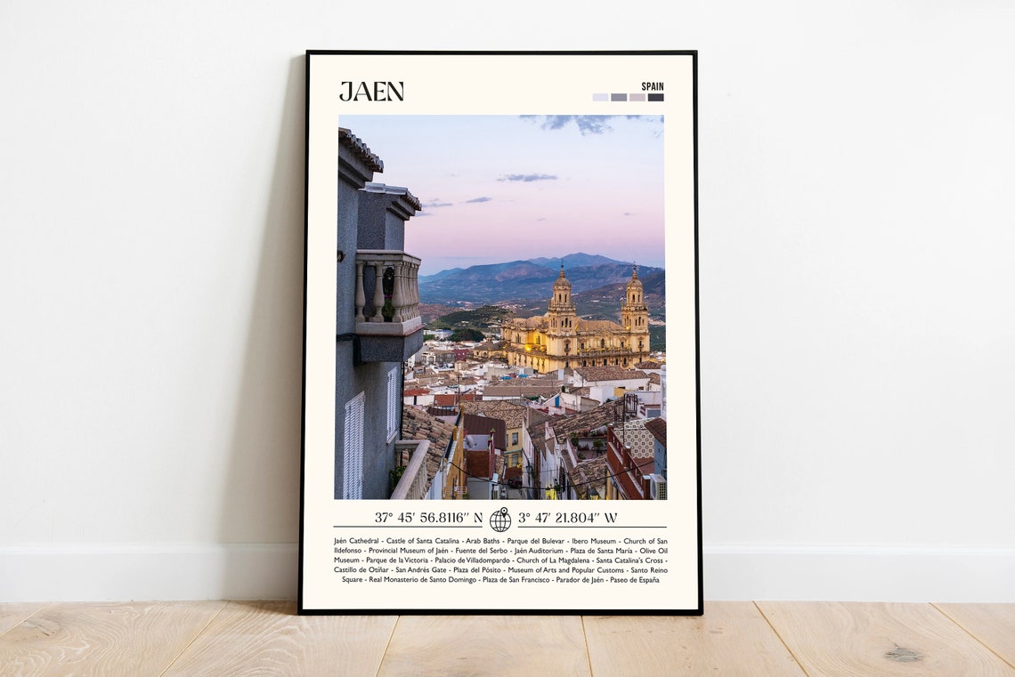 Jaen Spain Sunset Cathedral View Minimalist Photo Travel Poster
