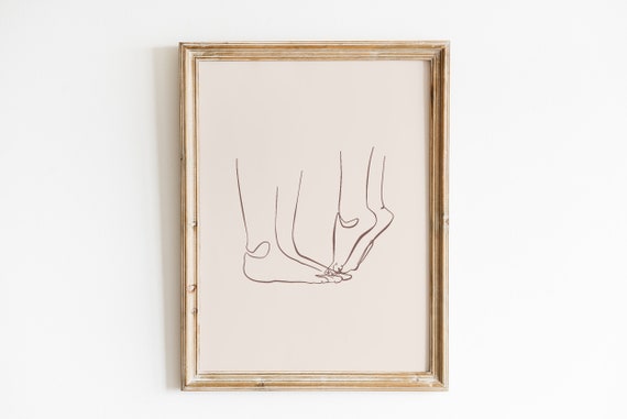 Couples Feet Line Print, Boho Valentine Art Print