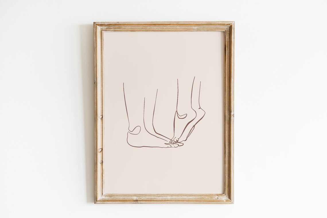 Couples Feet Line Print, Boho Valentine Art Print