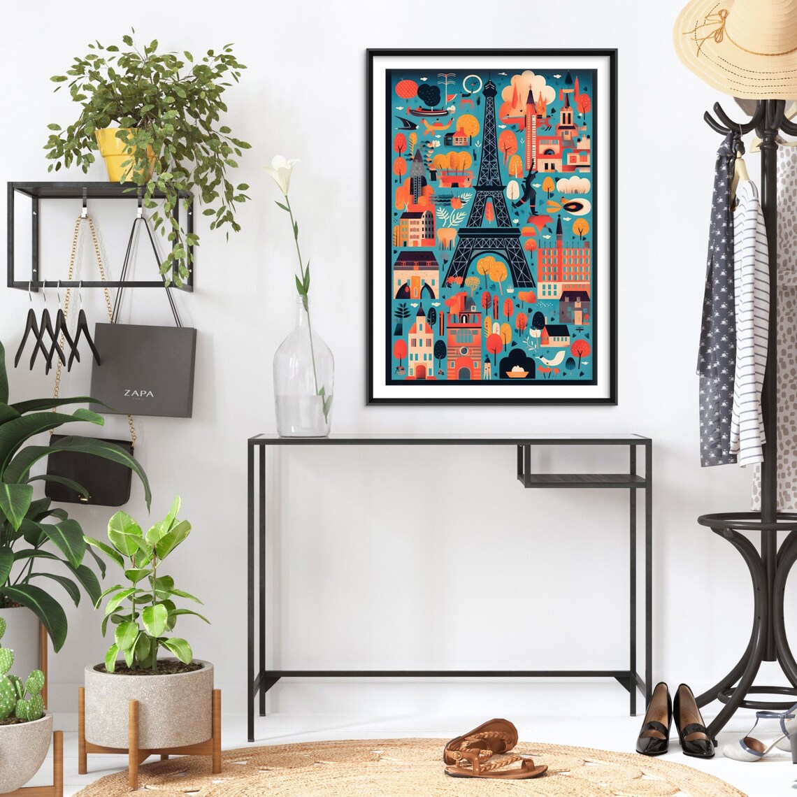Eiffel Tower Paris Whimsical City Illustration Colorful Poster - Image 2