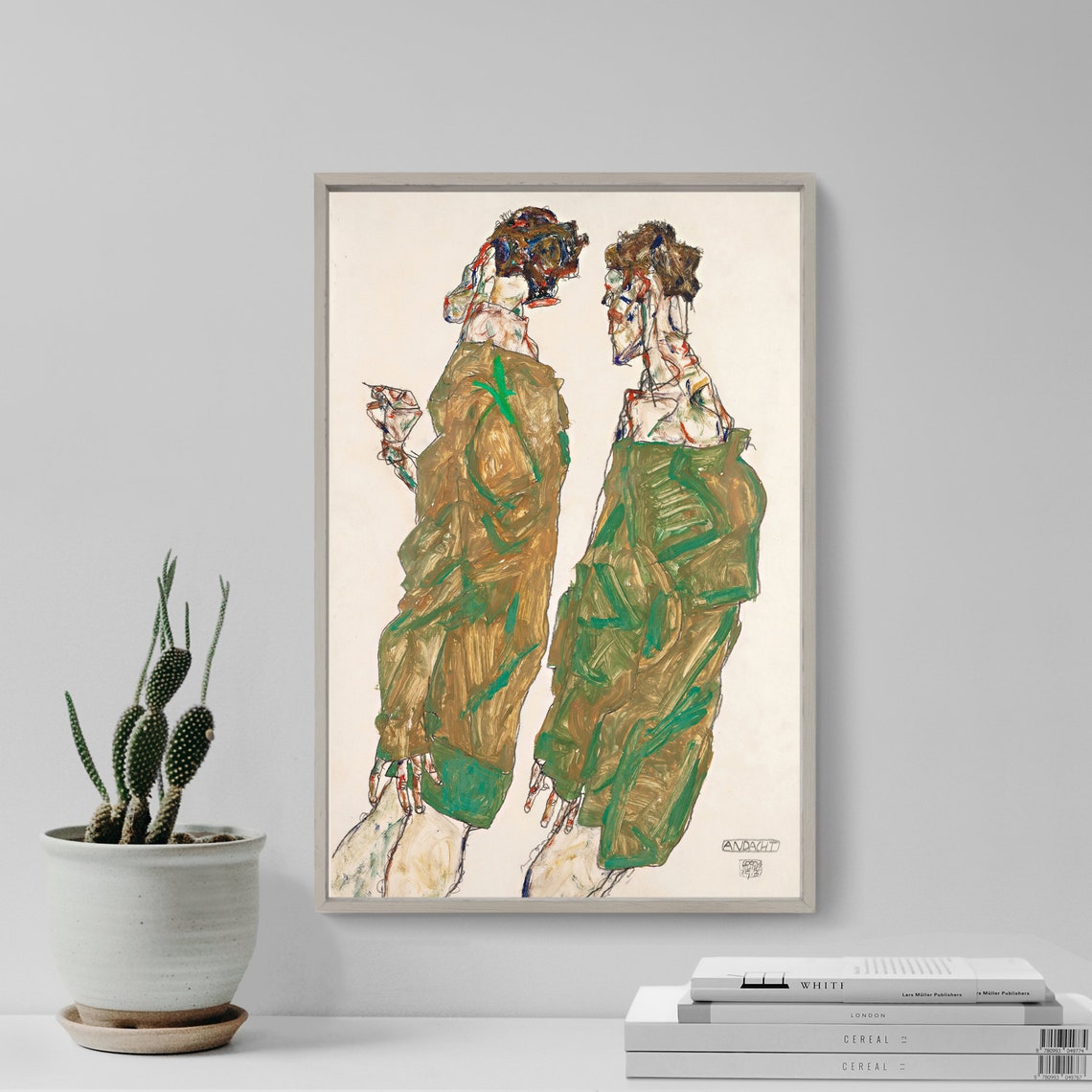 Egon Schiele Devotion 1913 Expressionist Two Figures Art Poster