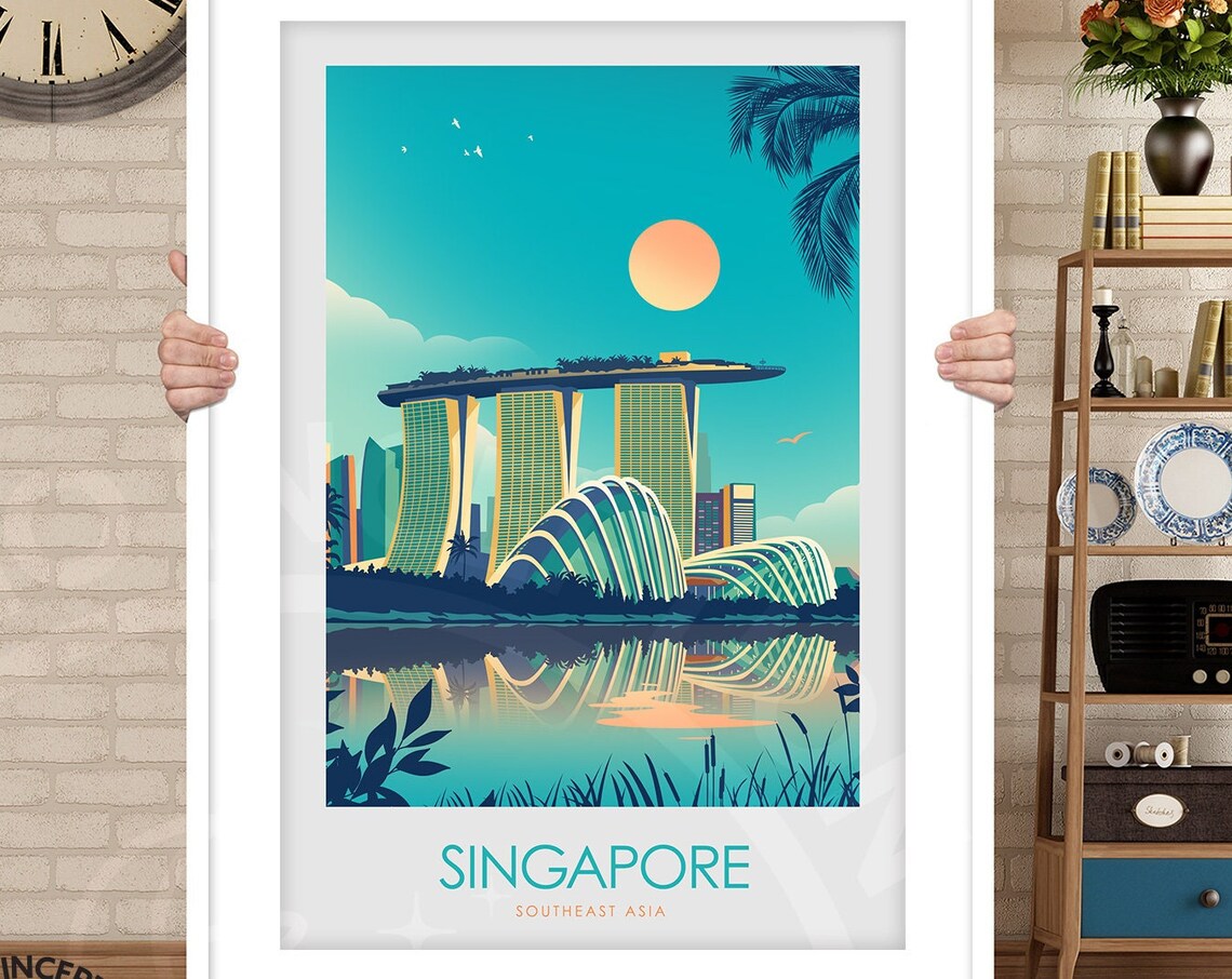 Singapore Southeast Asia Travel Poster, Art Print - Image 3
