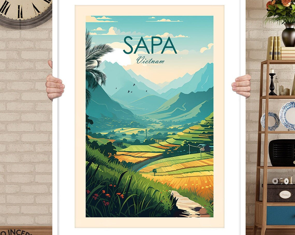 Sapa Vietnam Terraced Rice Fields Mountain Valley Travel Poster - Image 3