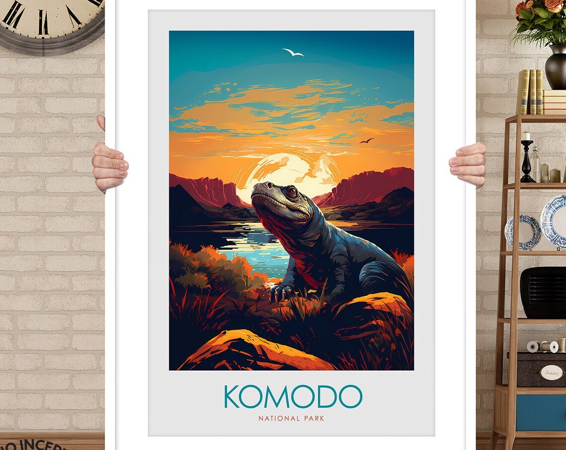 Komodo National Park Indonesia Dragon Sunset Island Travel Poster - Image 3