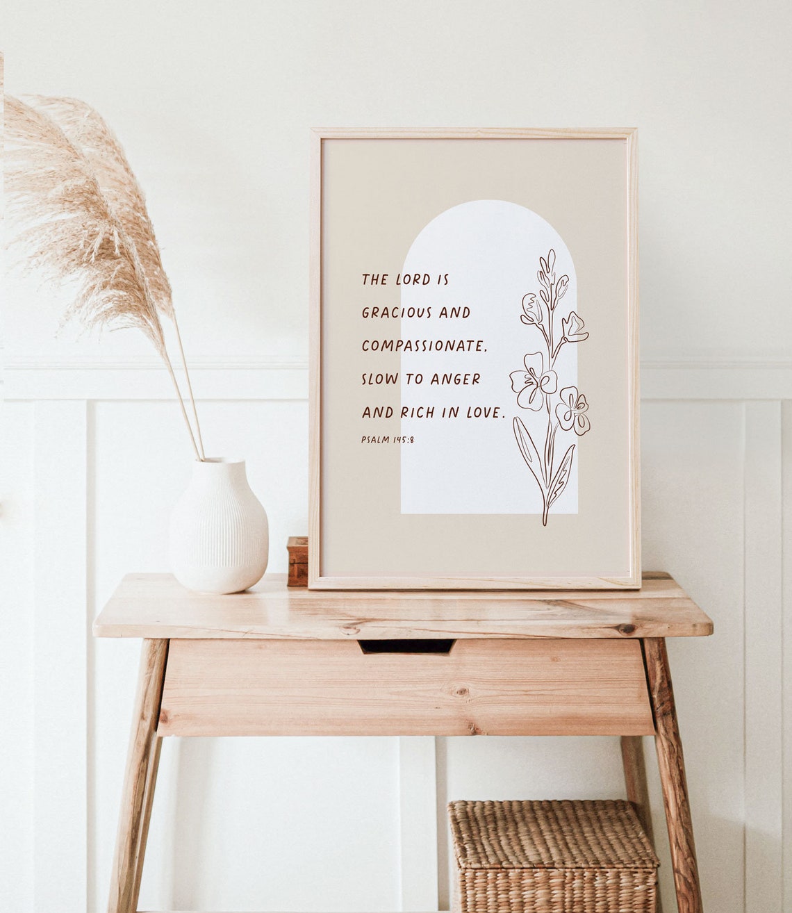 Psalm 145:8 The Lord Is Gracious And Compassionate Floral Poster - Image 4