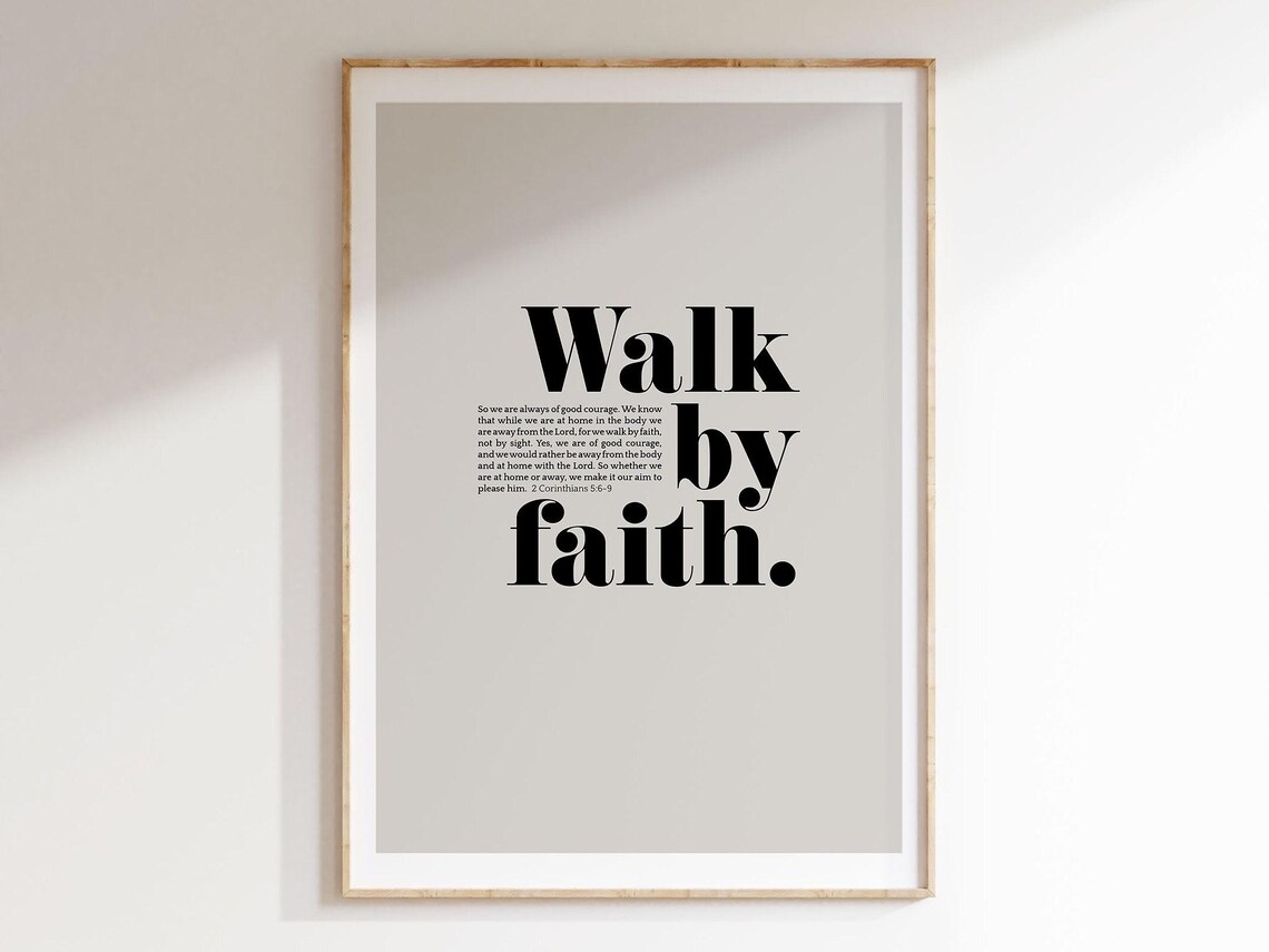 2 Corinthians 5:7 Walk By Faith Minimalist Bible Verse Poster Home Decor - Image 6