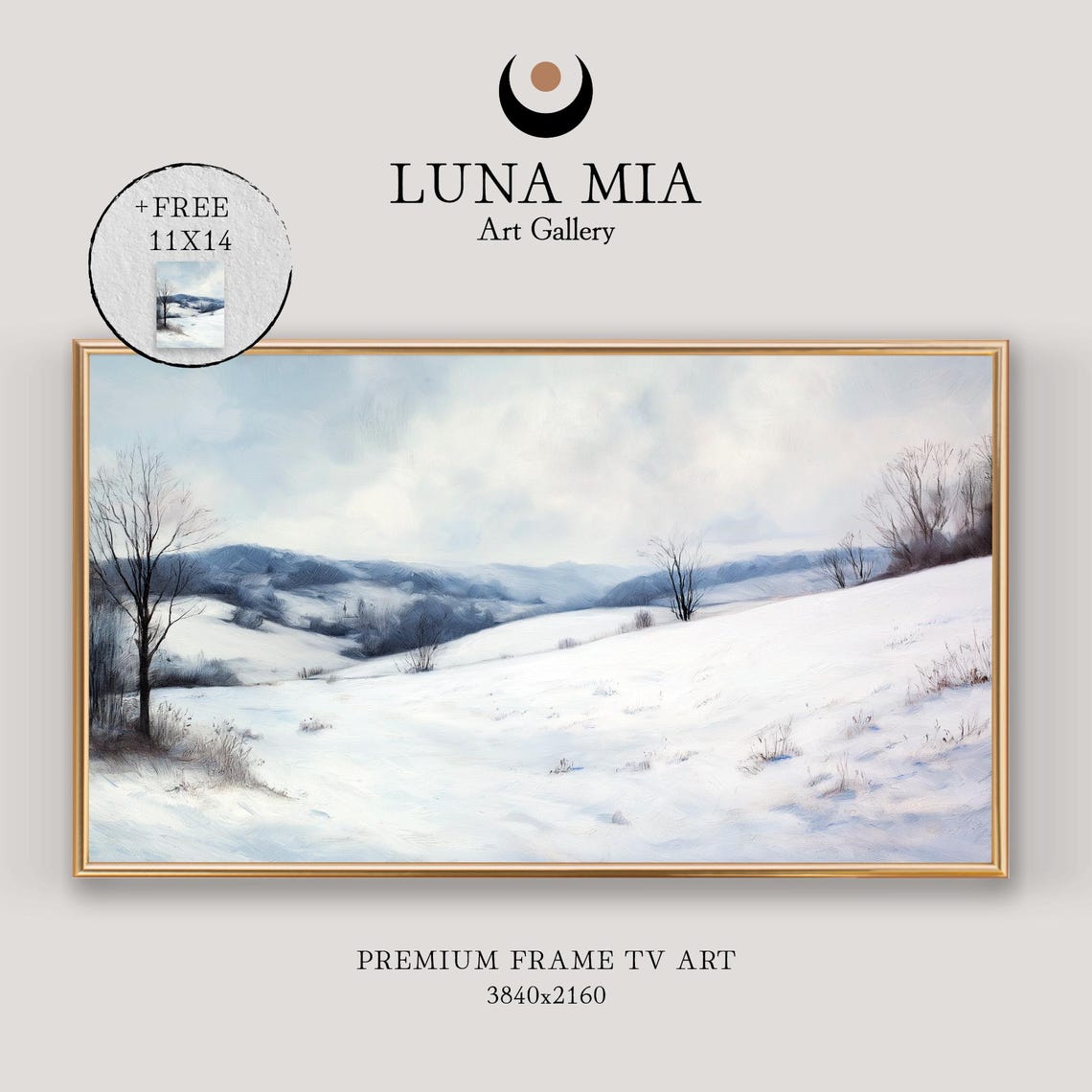 Rolling Snow Covered Hills With Bare Winter Trees Serene Valley Poster