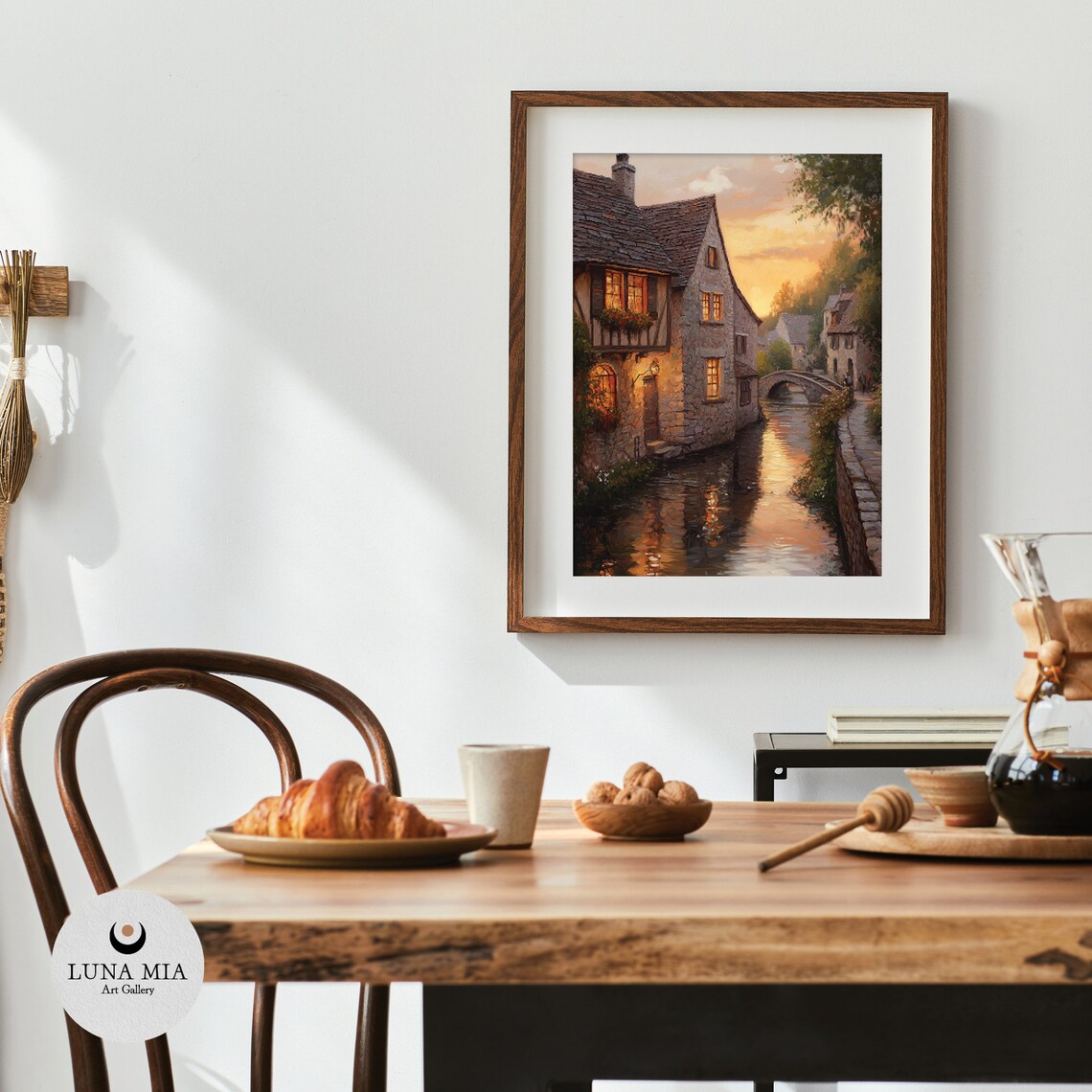 Cozy Village Canal at Dusk With Warm Glowing Windows Art Poster - Image 4