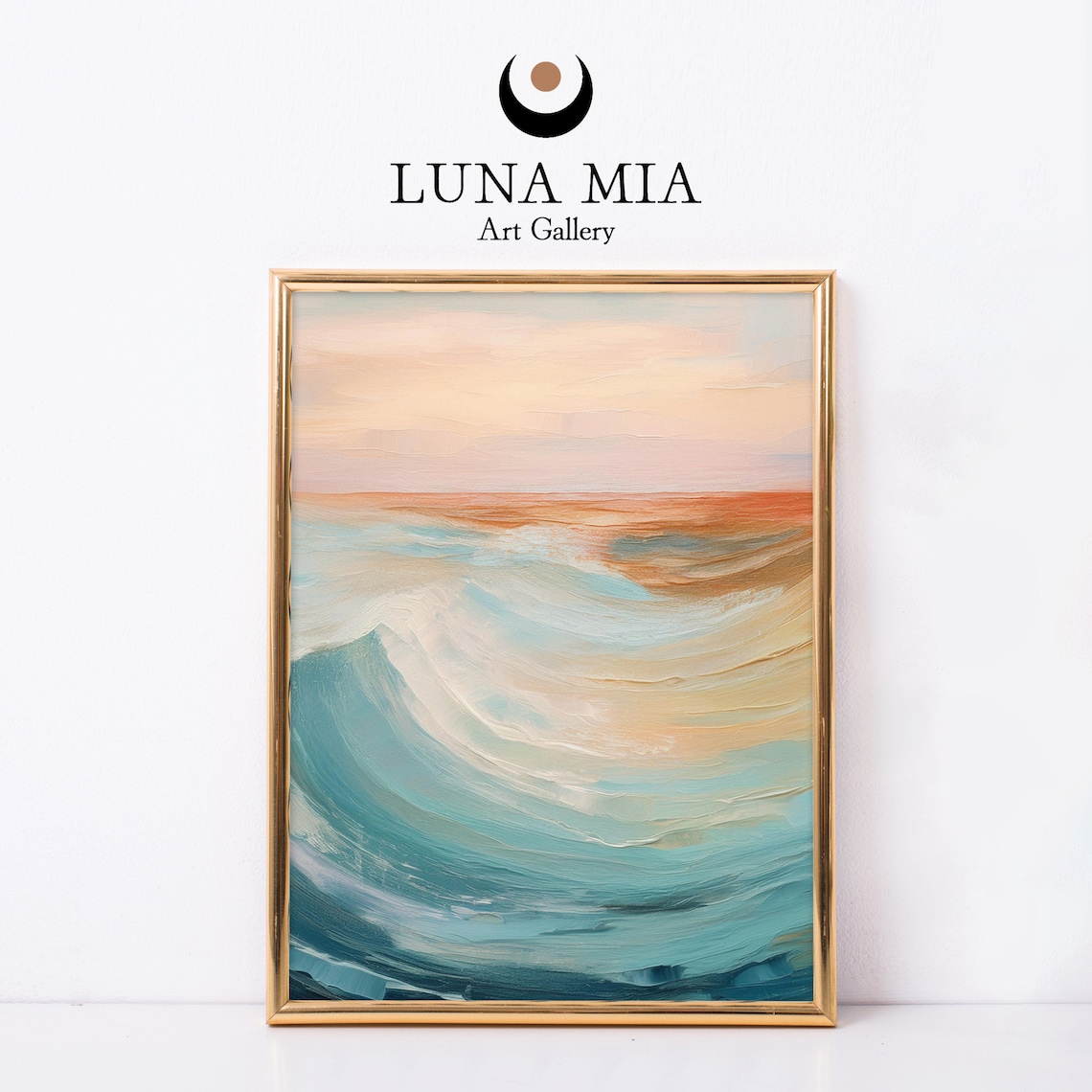 Soft Dreamy Pastel Teal Abstract Sunset Over Calm Sea Art Poster