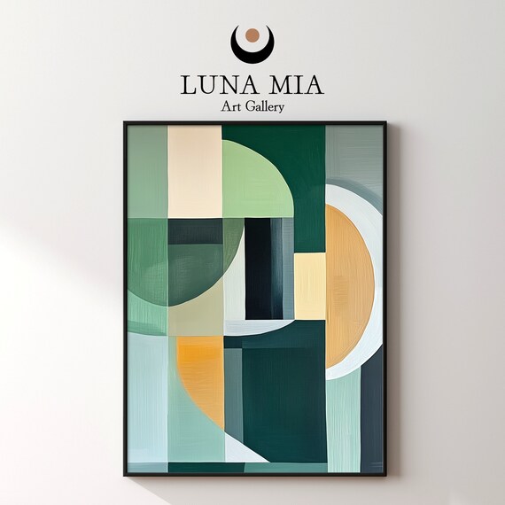 Green And Yellow Geometric Scandinavian Style Art Print