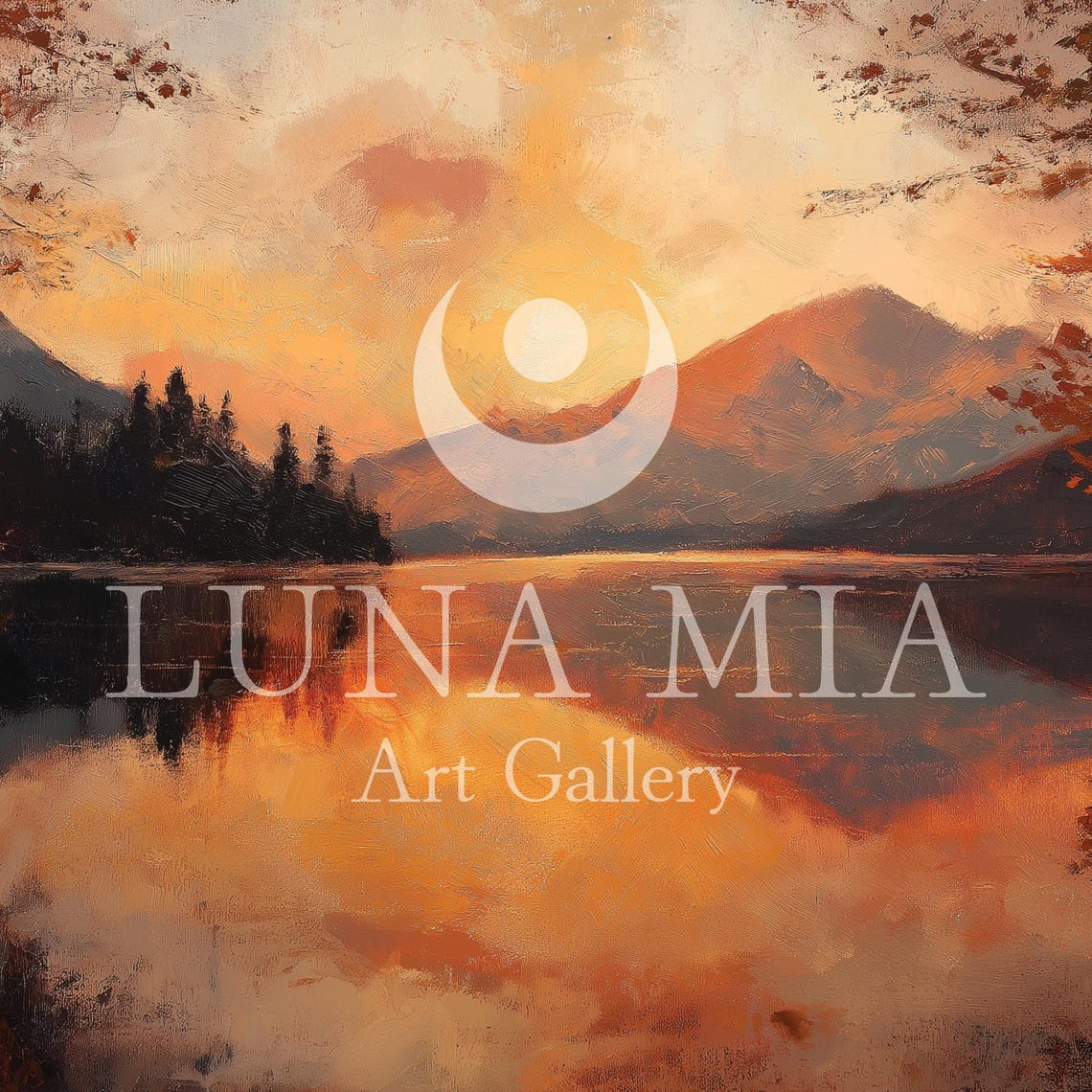 Fiery Autumn Sunset Over A Still Lake With Mountain Reflection Poster - Image 5