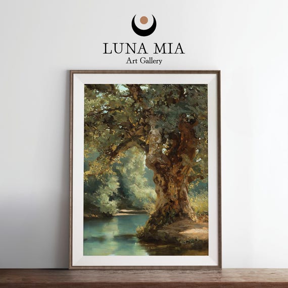 Rustic Ancient Tree Landscape Art Farmhouse Canvas Print