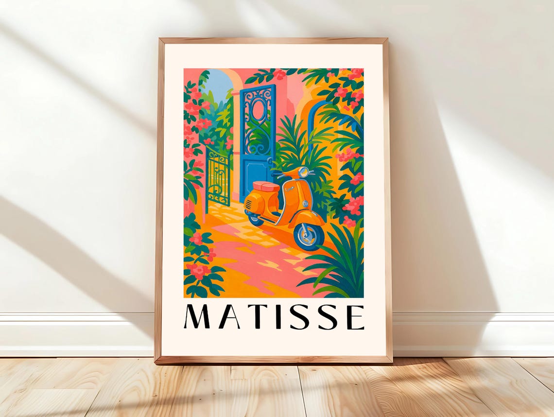 Italian Scooter Retro Vespa Style Matisse Mediterranean Poster
