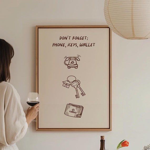 Dont Forget Keys Wallet Phone Wall Art Entryway Print Trendy Print Wall Decor Vintage Wall Art Living Room Funny Gift For Friends