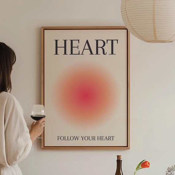 Follow Your Heart Coral Aura Minimalist Self Love Affirmation Poster
