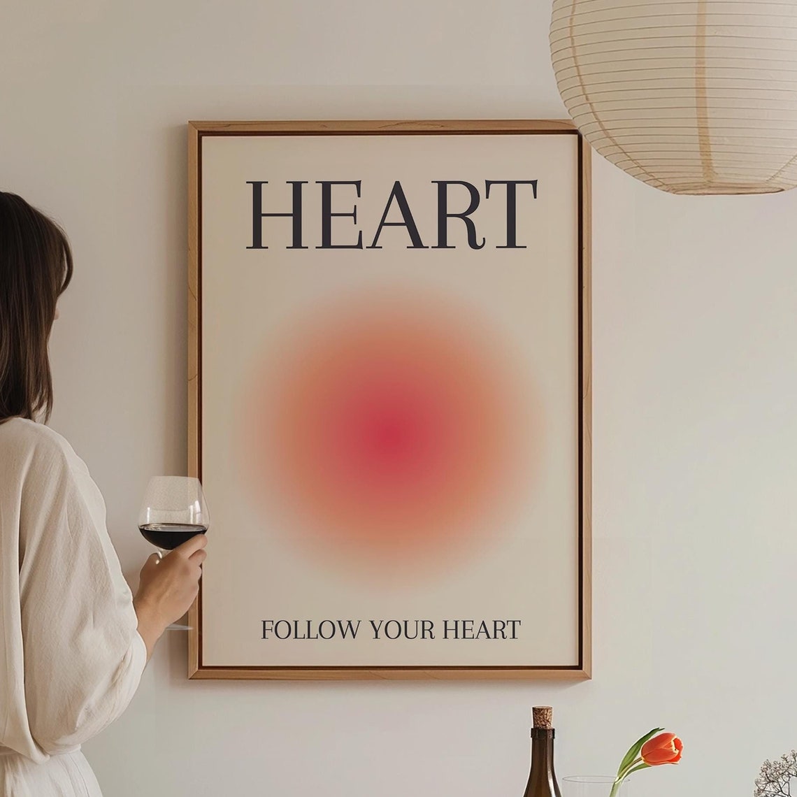 Follow Your Heart Coral Aura Minimalist Self Love Affirmation Poster