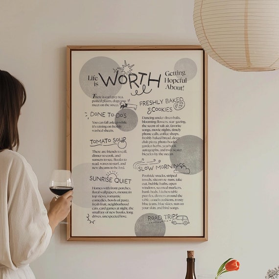 Things To Be Hopeful About Print Inspirational Quotes Trendy Apartment Decor Self Love Print Cute Affirmation Wall Art Positive Poster