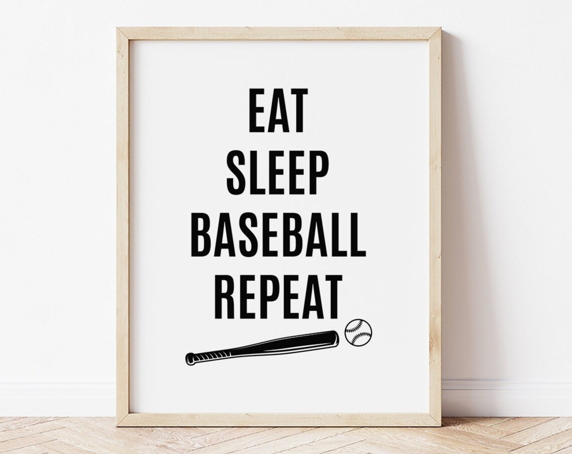 Eat Sleep Baseball Repeat Bold Typography Sports Fan Gift Poster