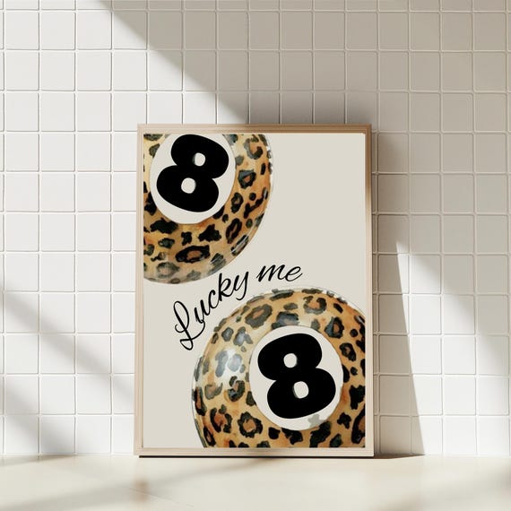 Leopard Print 8ball Wall Art Retro