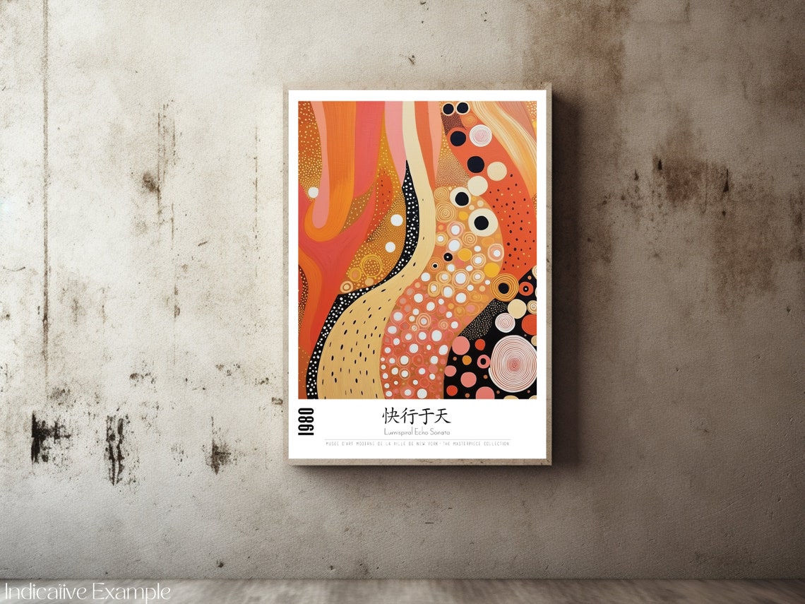 Lumispiral Echo Sonata 1980 Orange Dot Flow Abstract Art Poster - Image 2