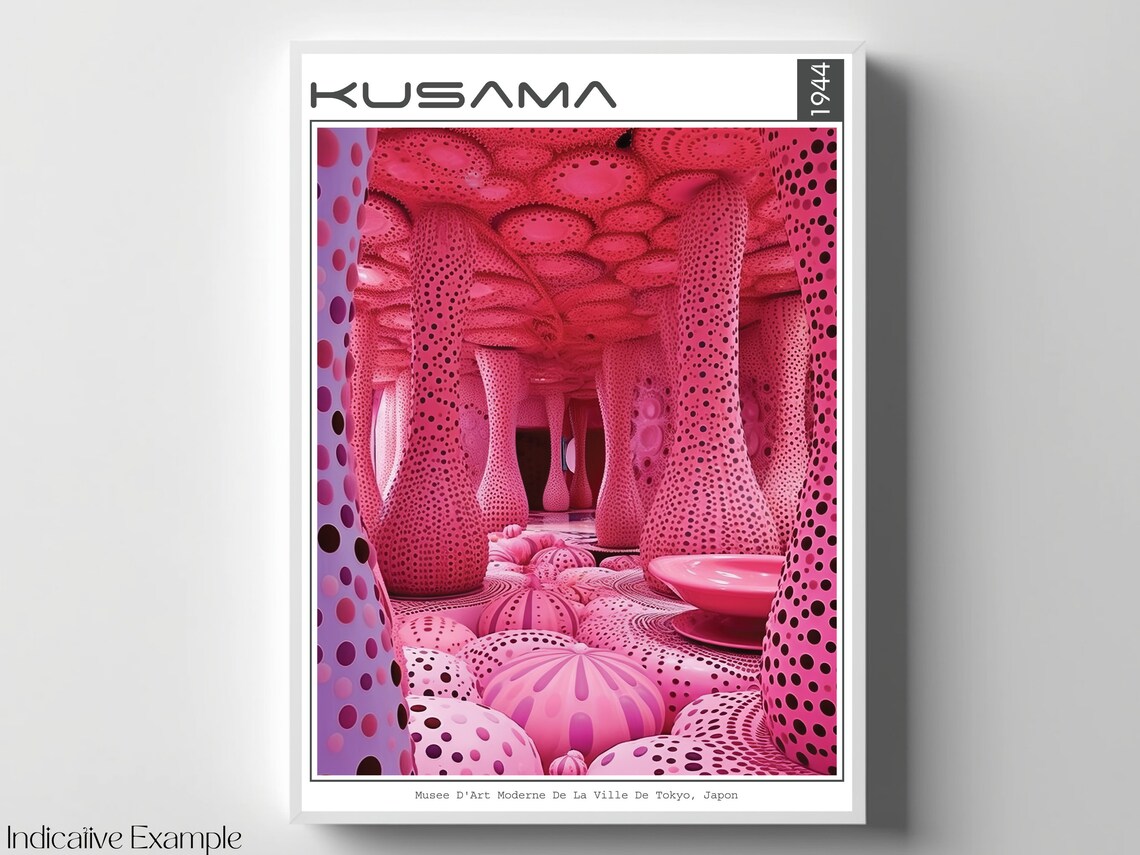 Kusama 1944 Pink Polka Dot Pumpkin Room Exhibition Art Poster - Image 4