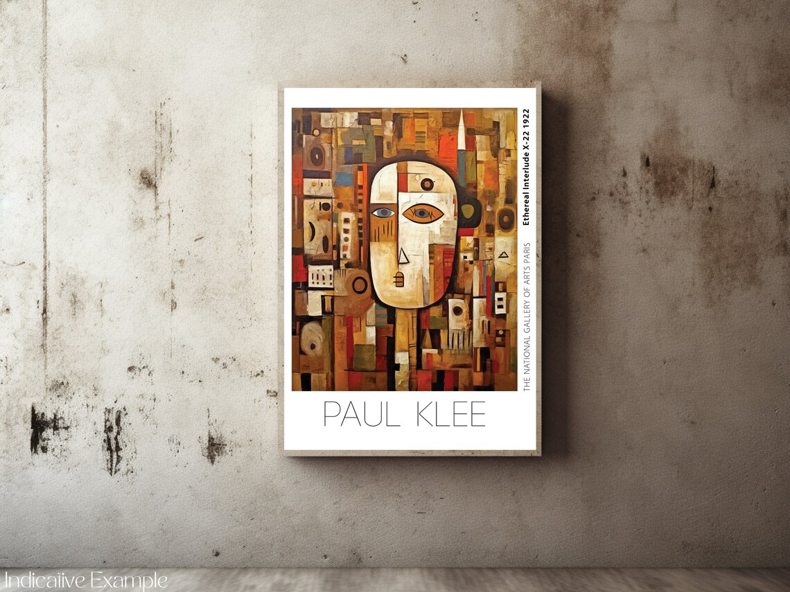 Paul Klee Inspired Cubist Warm Face Ochre Mosaic Abstract Poster - Image 2