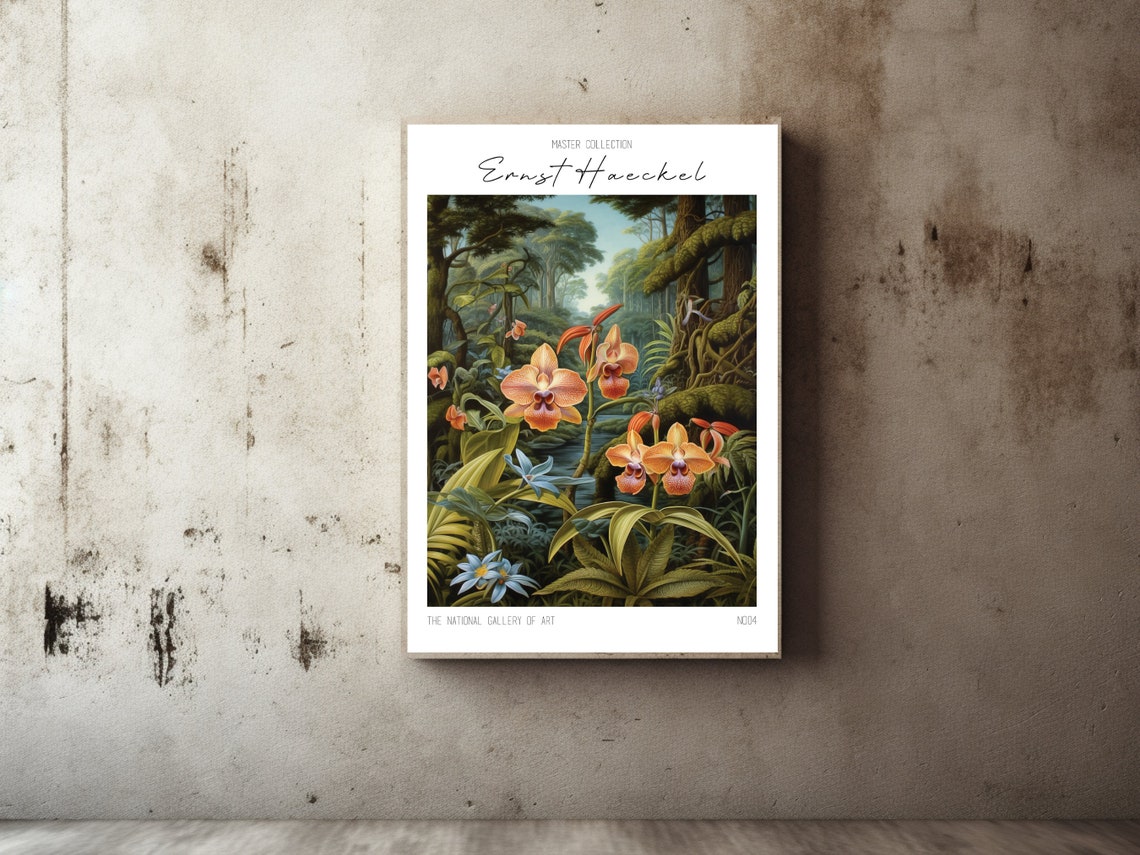 Ernst Haeckel Inspired Golden Jungle Orchids Tropical Bloom Poster - Image 2