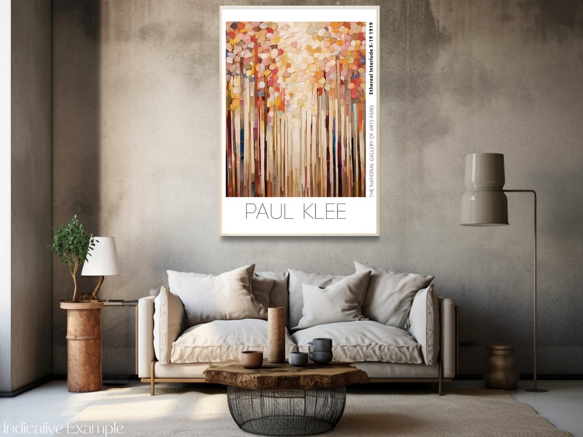 Paul Klee Inspired Shimmering Autumn Forest Gold Pink Poster - Image 3