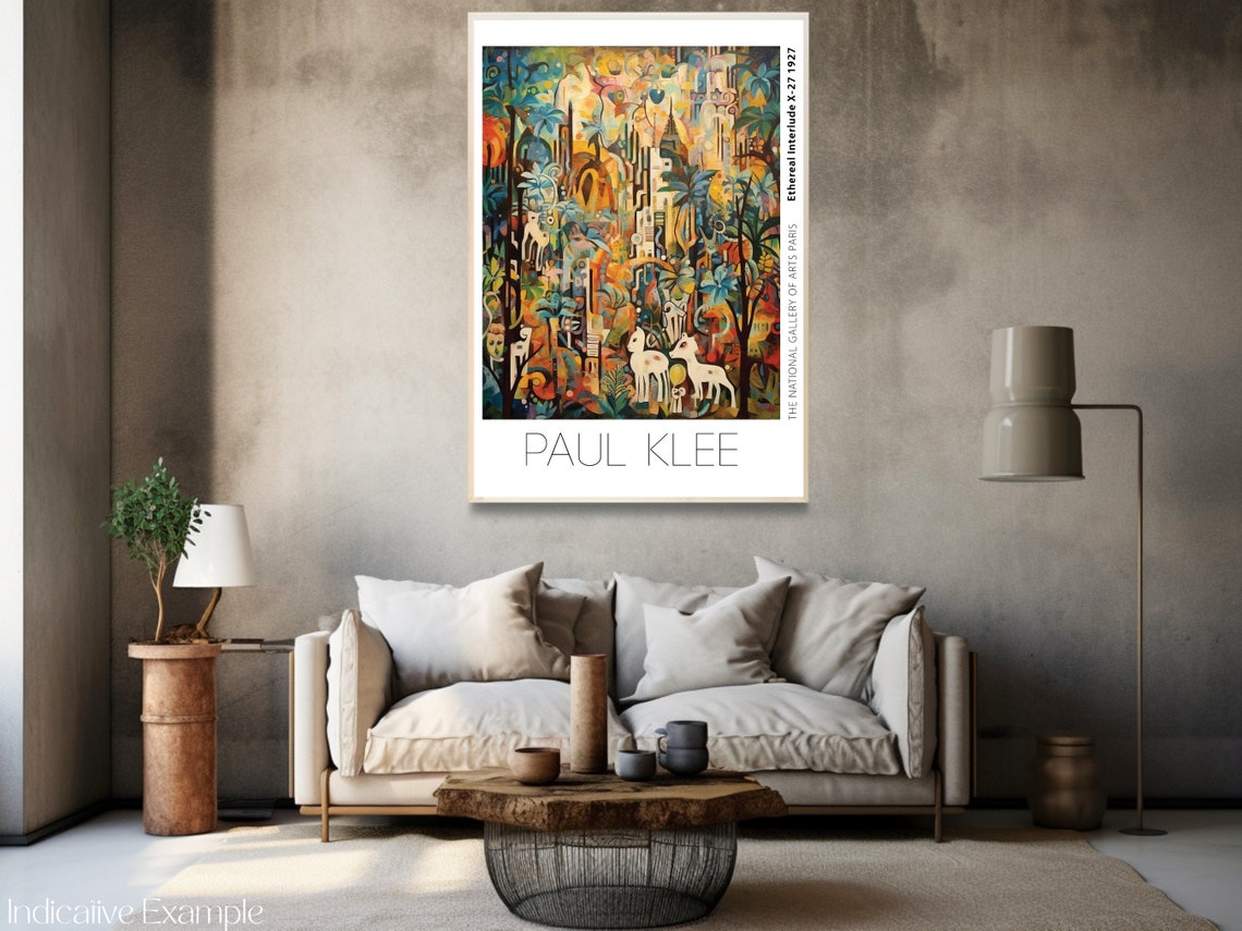 Paul Klee Inspired Surreal Vibrant Wild Garden White Deer Poster - Image 3