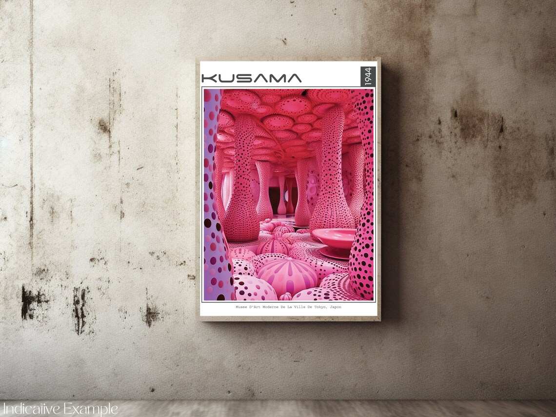Kusama 1944 Pink Polka Dot Pumpkin Room Exhibition Art Poster - Image 2