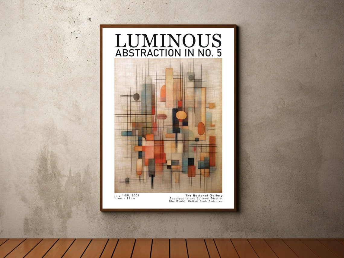 Luminous Abstraction No 5 Soft Beige Modern Geometric Line Poster
