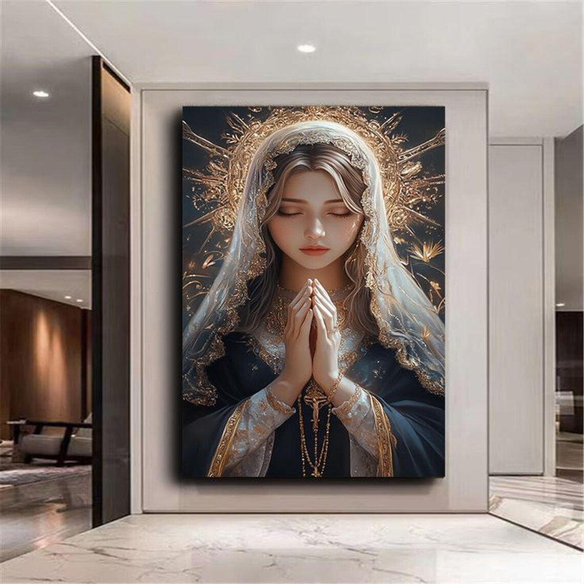Virgin Mary Print, Elegant Religious Wall Art - Image 3