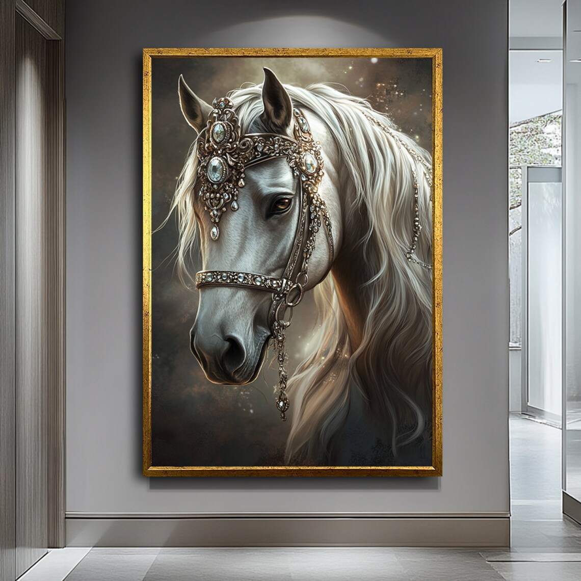 Abstract White Horse Art Print, Modern Equine Decor
