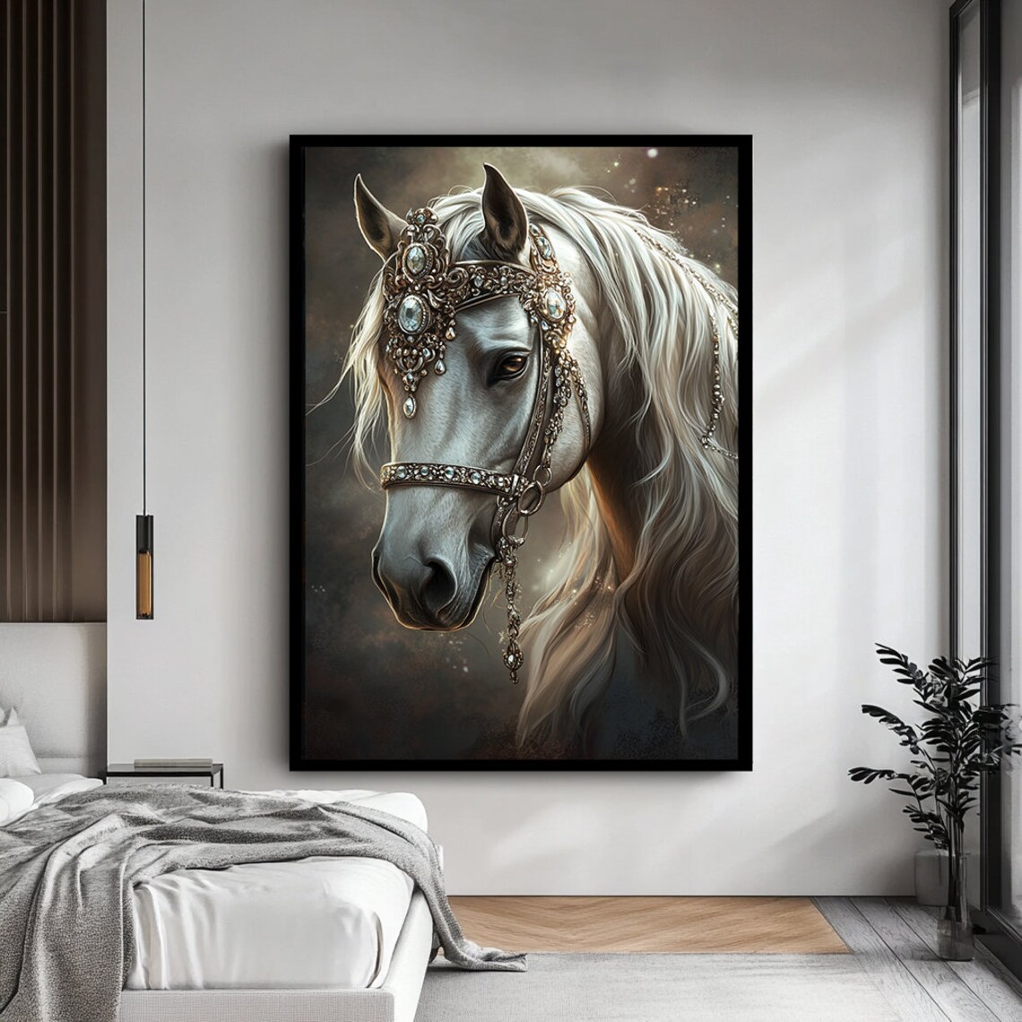 Abstract White Horse Art Print, Modern Equine Decor - Image 4