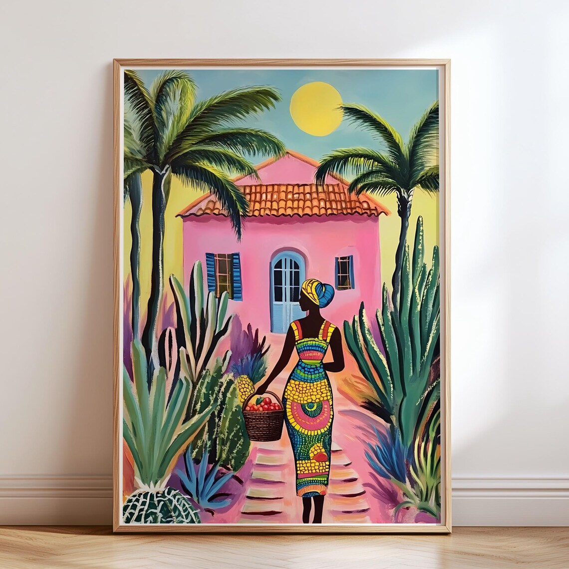 Afrocentric African Woman Art Print, Maximalist Boho