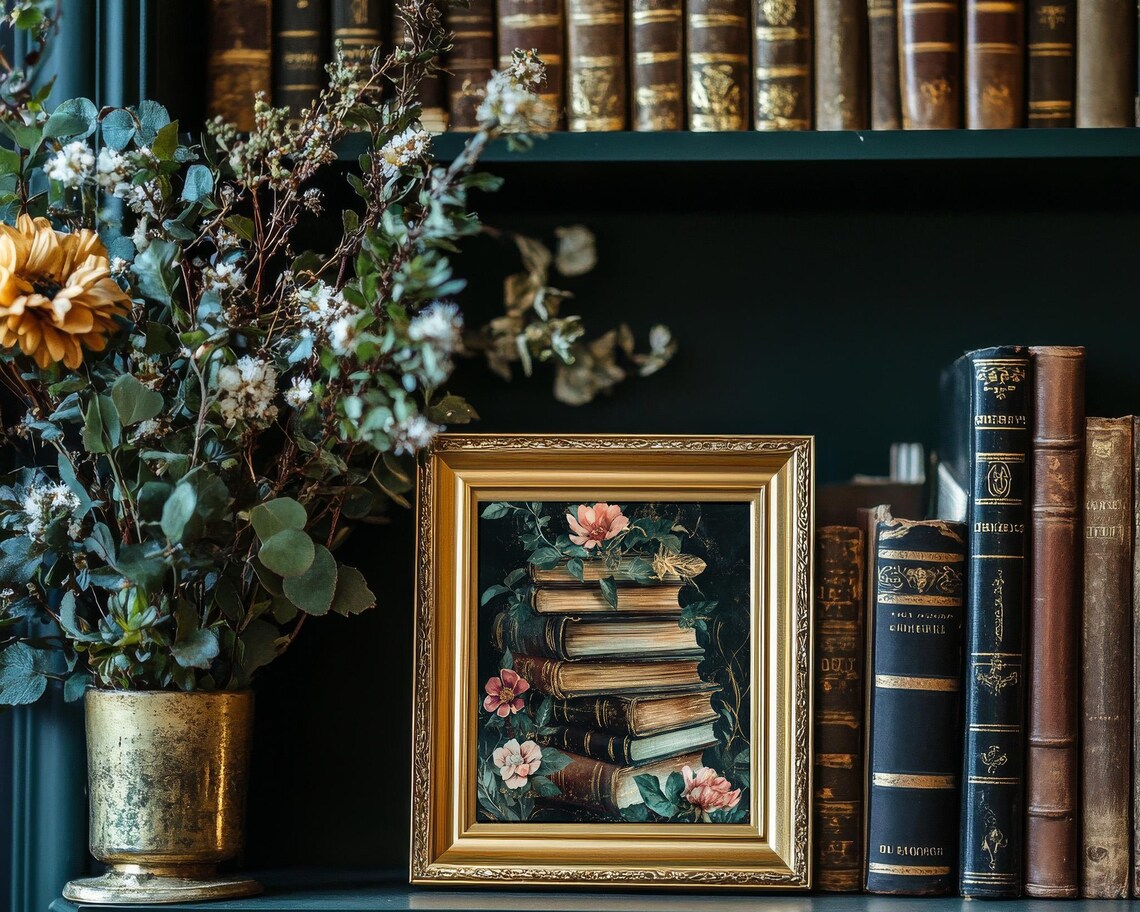 Magical Books With Flowers, Vintage Art Print - Image 3