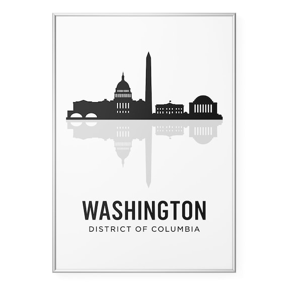 Washington DC Skyline Silhouette with Capitol and Monuments Poster